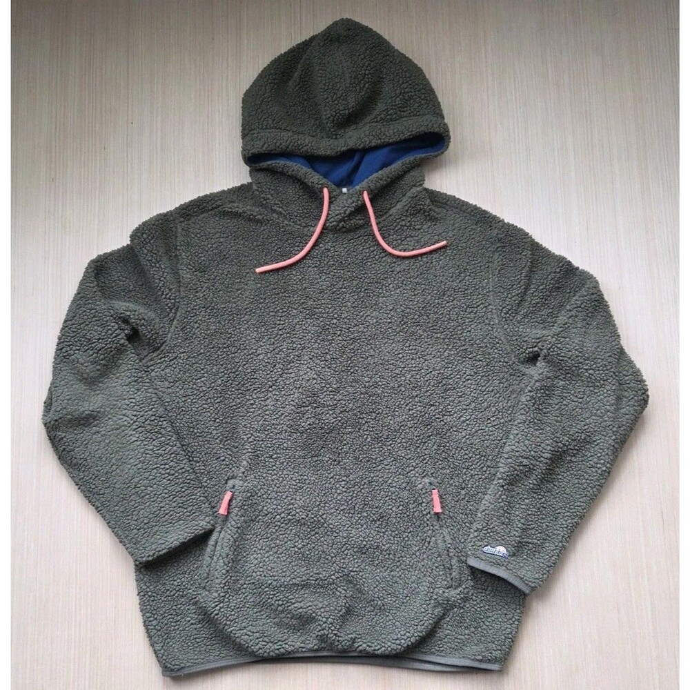 Chubbies Sweater Men 2XL XXL Olive Green Deep Pile Fleece Pullover Hoodie Jacket